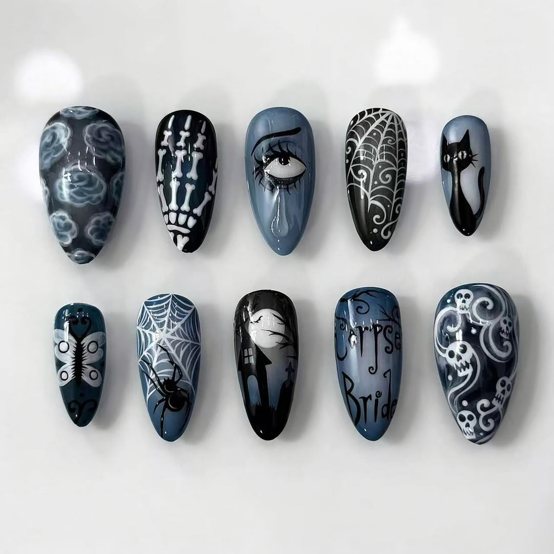 Gothic-Themen Press-On Nagelkunst Set