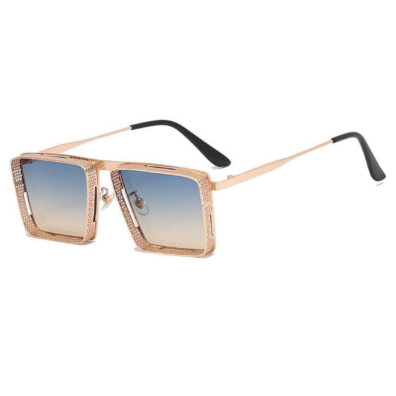 Damen extravagante quadratische Sonnenbrille mit durchbrochenem Rahmen Karnz