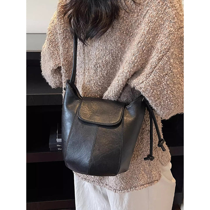 Vintage-inspirierte weiche Leder-Bucket Bag Karnz