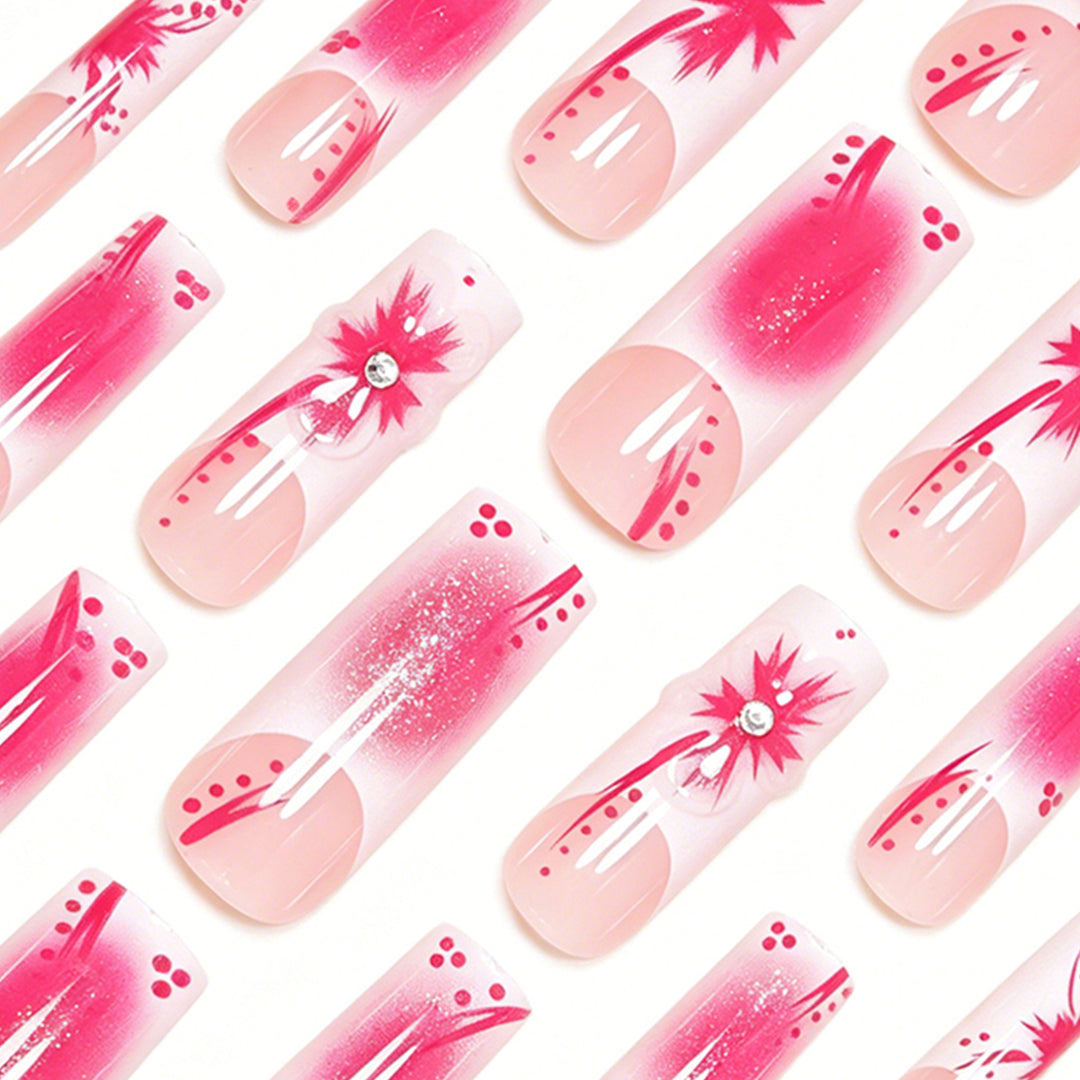 Künstlerisches Floral Stiletto Nagelkunst Set Karnz