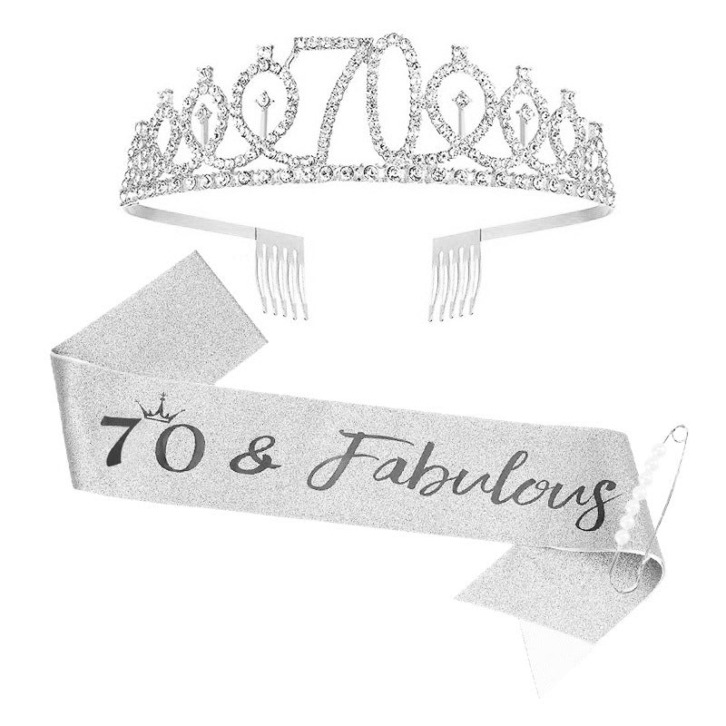 Damen Kristallverzierte Geburtstagskrone mit personalisiertem Sash Karnz