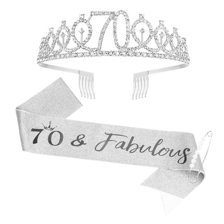 Damen Kristallverzierte Geburtstagskrone mit personalisiertem Sash Karnz
