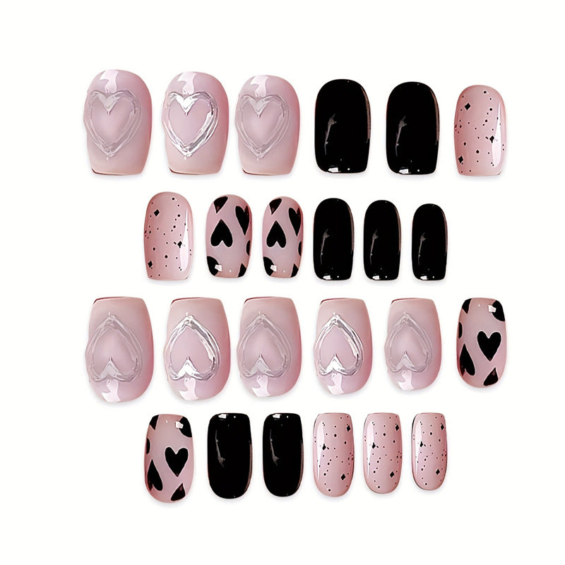 Künstlerisches Herz-Themen Press-On Nagelset Karnz