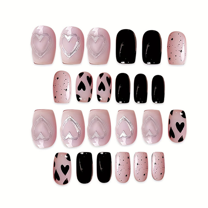 Künstlerisches Herz-Themen Press-On Nagelset Karnz