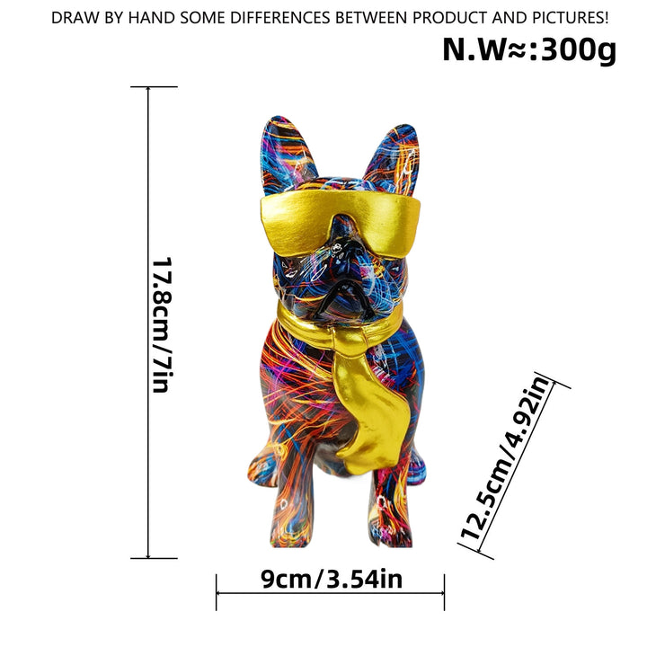 Bunte Bulldogge Dekofigur aus Kunstharz Karnz