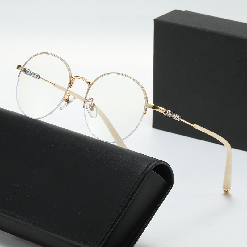 Damen runde Sonnenbrille mit elegantem Metallrahmen und komfortablen Nasenpads Karnz