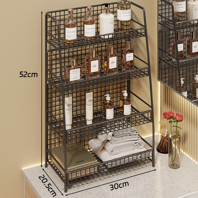 Multi-Ebenen Drahtgitter Arbeitsplattenorganizer mit schrägem Rahmen und belüfteten Mesh-Regalen