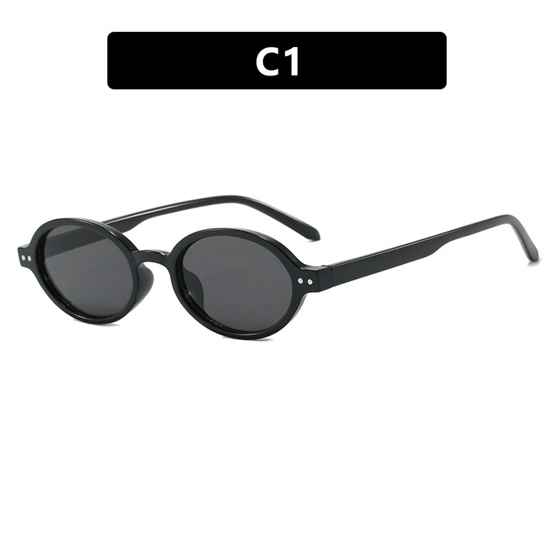 Damen modische ovalförmige Sonnenbrille mit ausgefallenem Rahmen Karnz