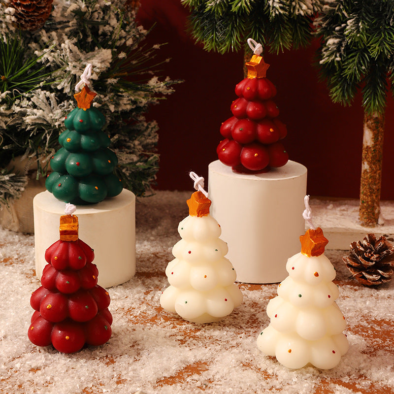 Handgegossene Weihnachtsbaum hängende dekorative Wachskerze mit Stern oben