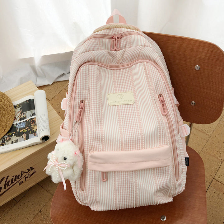 Gestreifter Rucksack mit Schlüsselanhänger Charm Karnz