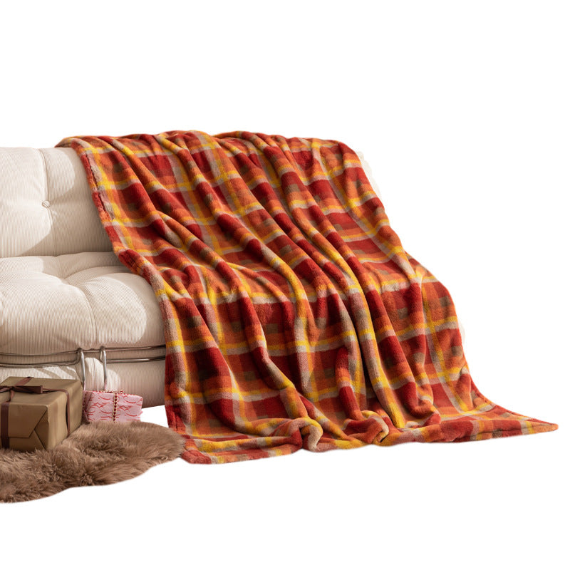Kuschelige Mikrofaser-Wohndecke mit kariertem Muster, extraweichem Thermofleece und leichtem Wärmeeffekt Karnz