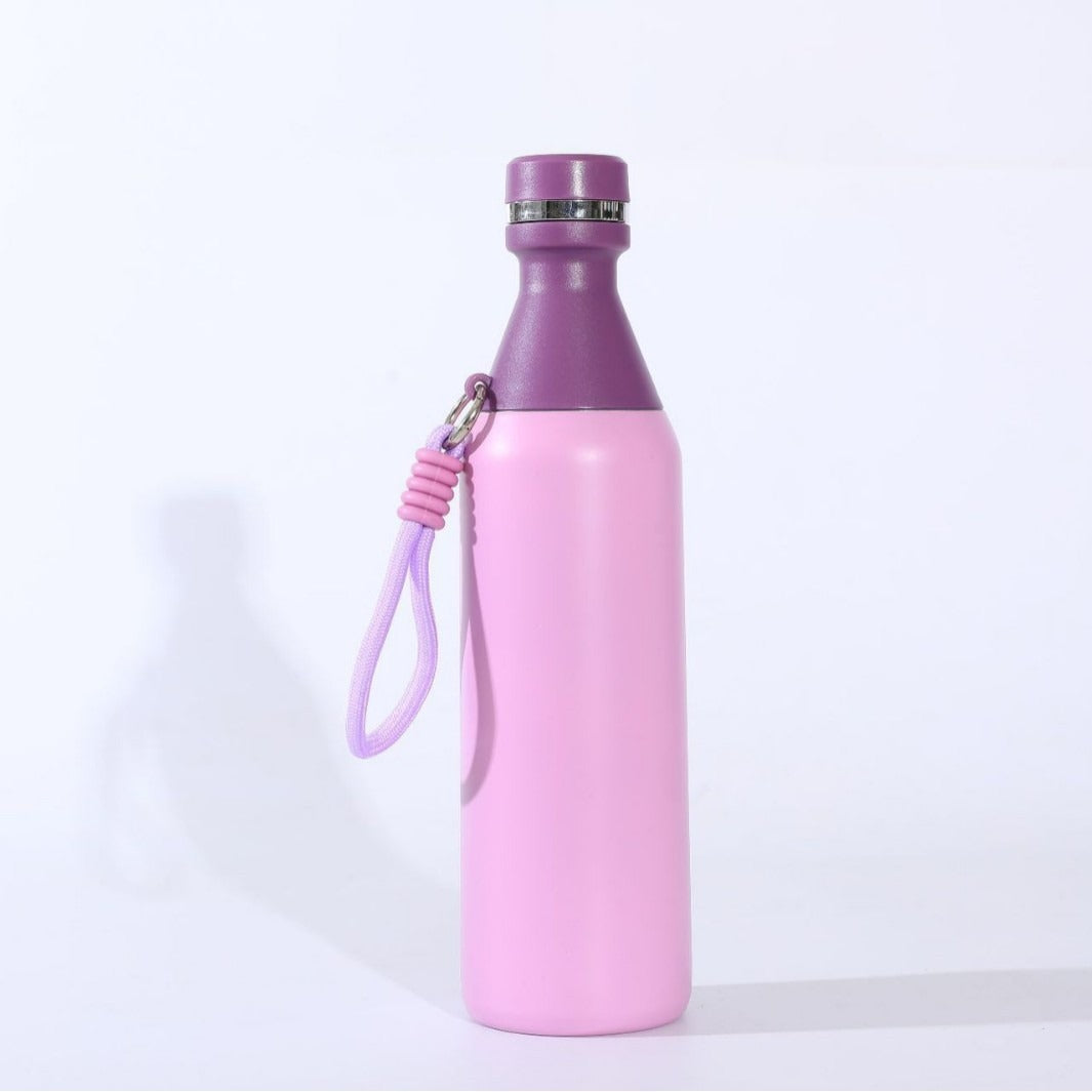 Damen isolierte Edelstahl Trinkflasche mit praktischem Tragegriff Karnz
