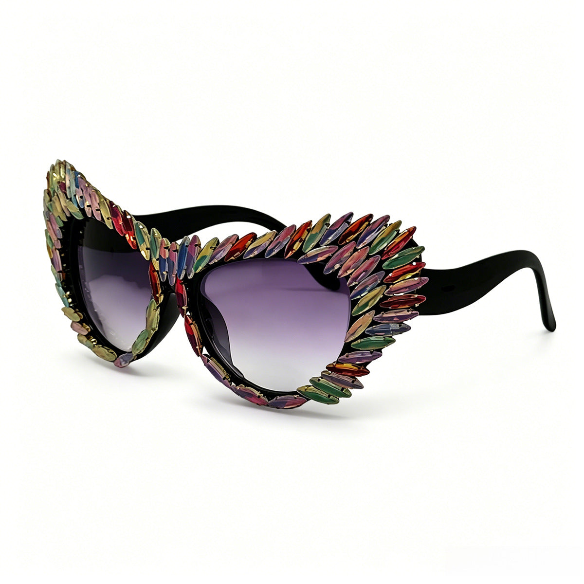 Damen extravagante Cat-Eye Sonnenbrille mit vielfältigen Schmuckdetails Karnz