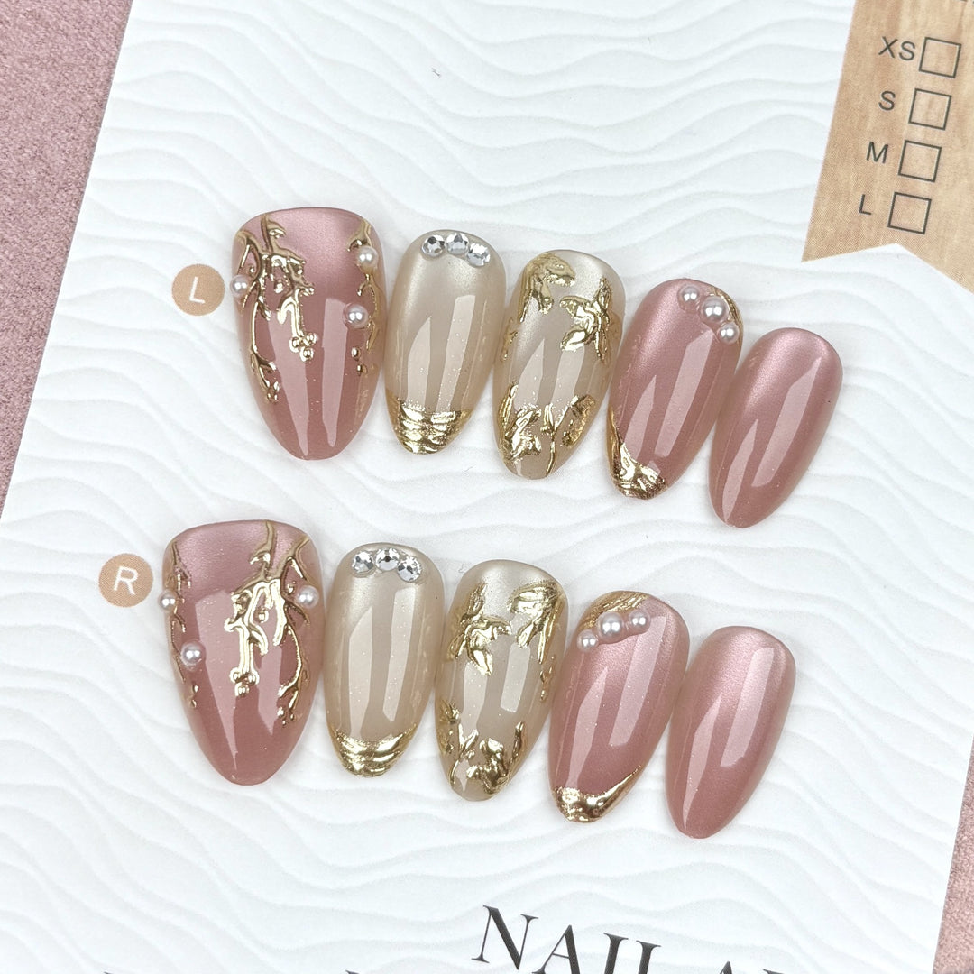 Elegantes Blumen-Design Press-On Nagelkunstset