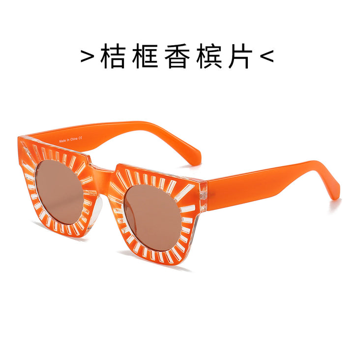 Damen Modische Sonnenbrille mit kreativem geometrischem Rahmen Karnz