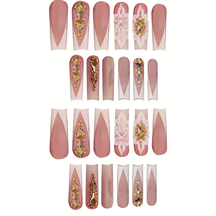 Luxuriöse 3D Kristall-verzierte Nagelverlängerungen Karnz