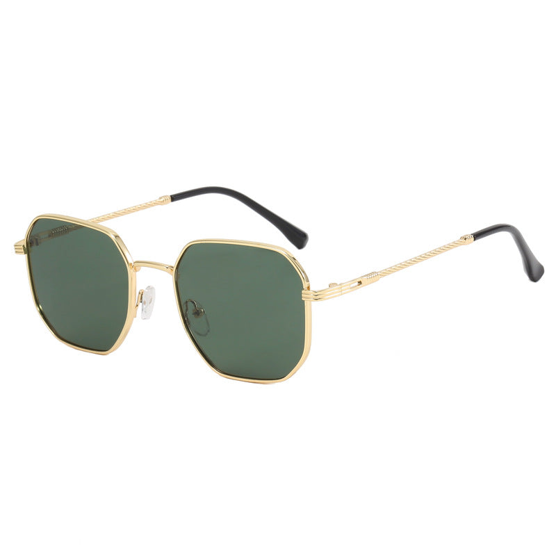 Damen extravagante geometrische Sonnenbrille mit markantem Metallrahmen Karnz