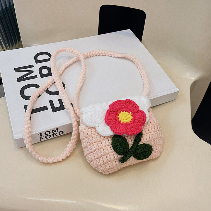 Blumenmuster Häkel Mini Tasche
