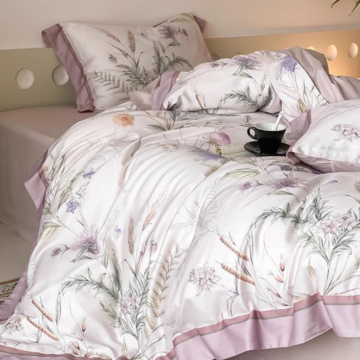 Florales Wendebettwäsche-Set mit Baumwollsatin-Gefühl & Oxford-Kissenbezügen