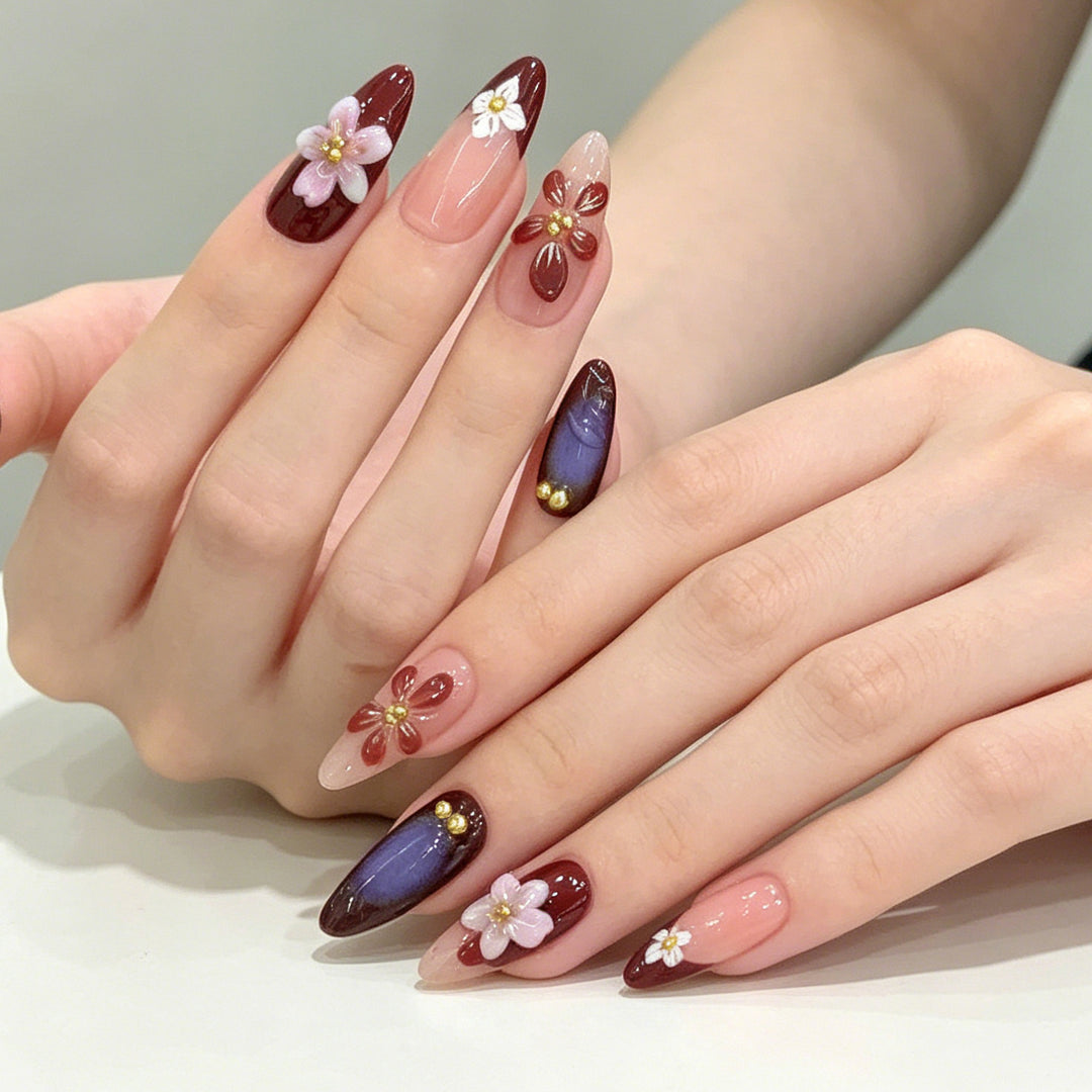 Dekorative florale Acryl-Nagelverstärkungen Karnz 1789915431