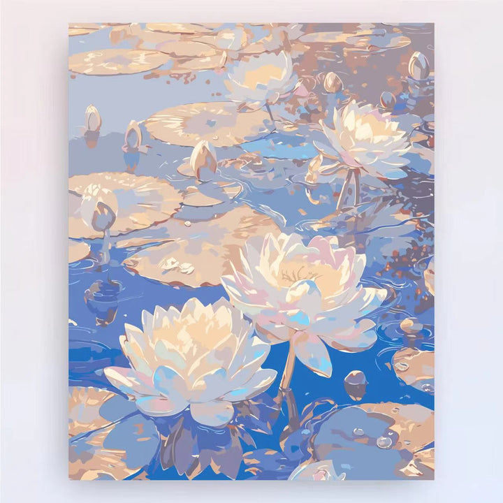 Zeitgenössischer Lotus-Blumen-Canvas-Kunstdruck Karnz