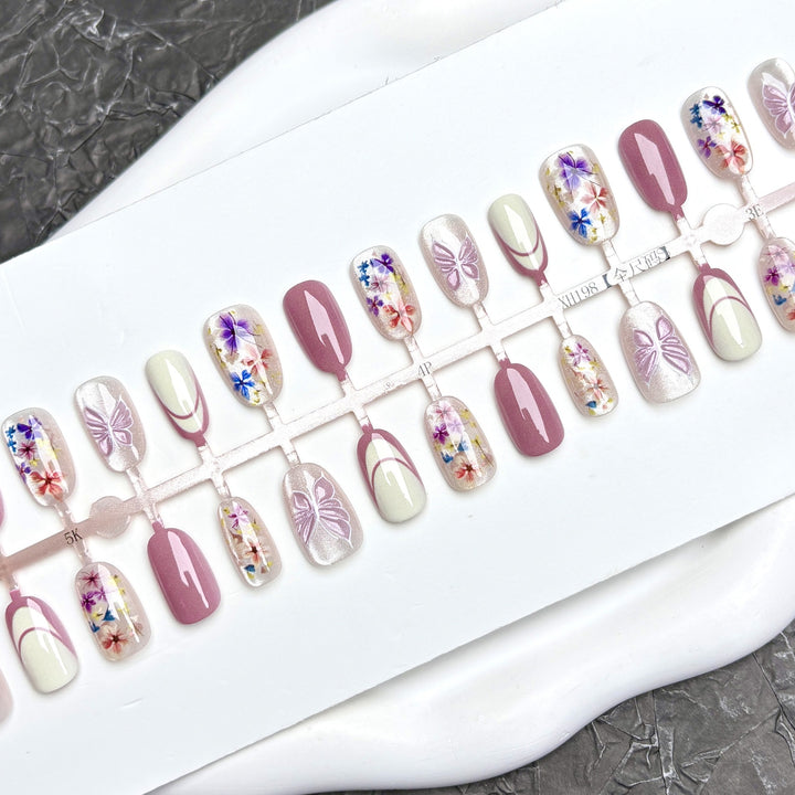 Floral Künstlerische Press-On Nagelset