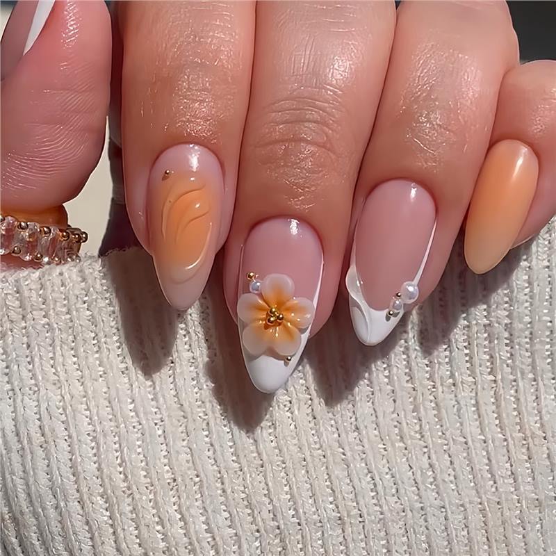 Dekoratives Blumen Acryl Nagelset Karnz