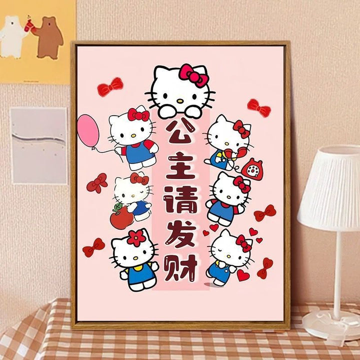 Hello Kitty-inspirierte Cartoon-Wandkunst Druck Karnz