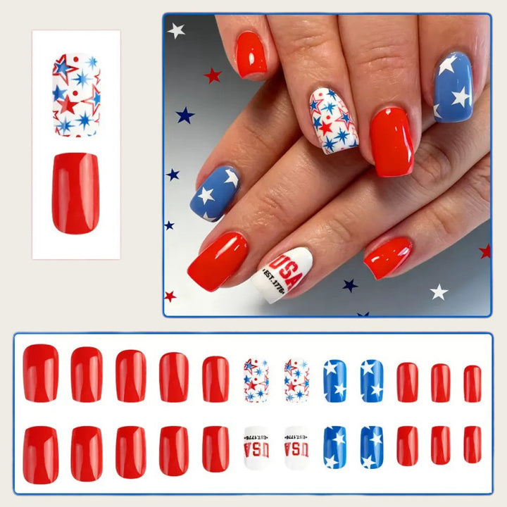 Kreative Kunstnägel mit patriotischem Design Karnz