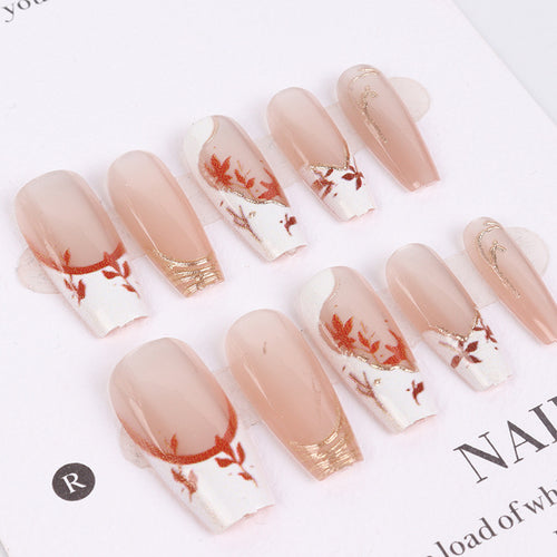 Künstlerisches Press-On Nagelset mit einzigartigem floralen Design