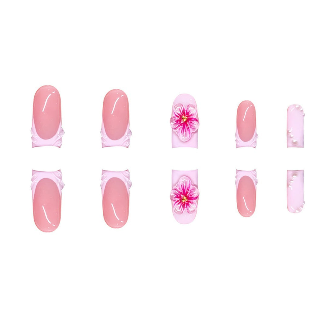 Premium 3D Floral Press-On Nagelkunst Karnz