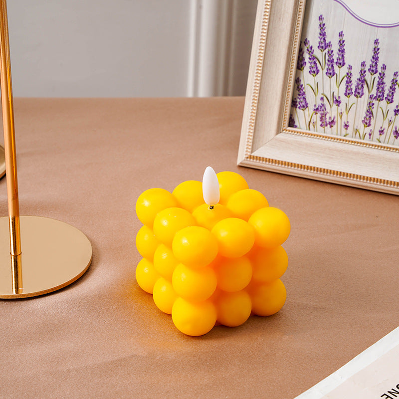 Bubble-Grid Cube LED flameless dekorative Tischkerzenlampe