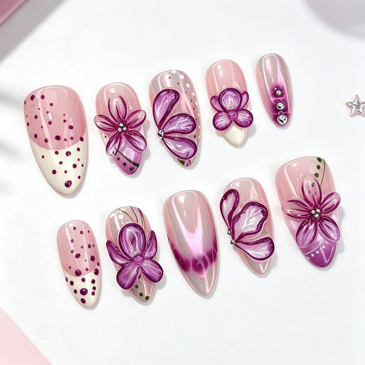 Glamouröse Blumige Press-On Nagelset