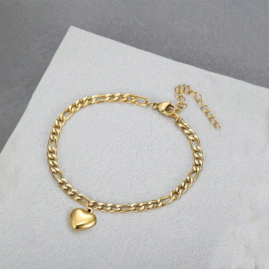 Herz Charm Link Armband Karnz