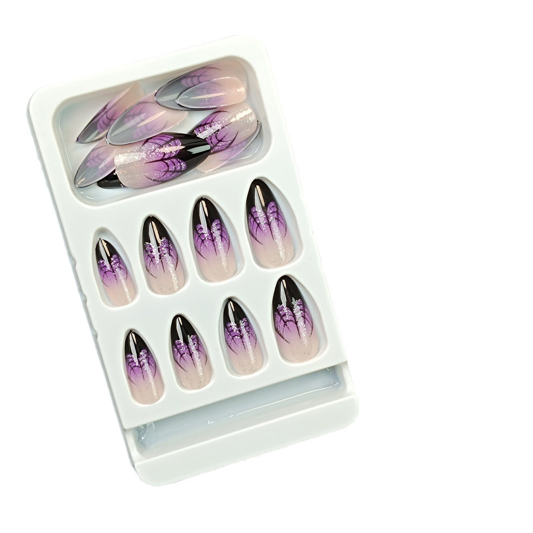 Künstlerisches Press-On Nagel-Set mit lavendelfarbenem Ombre-Design Karnz