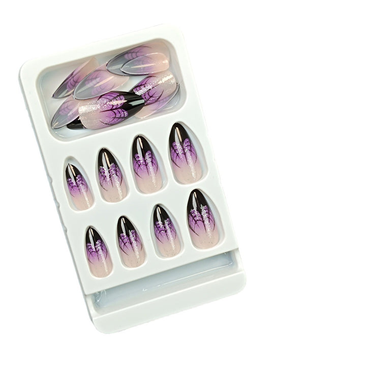 Künstlerisches Press-On Nagel-Set mit lavendelfarbenem Ombre-Design Karnz