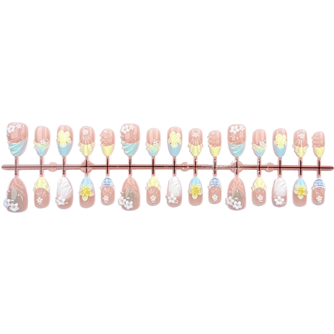 Dekorativer floraler Press-On-Nagelset 1790746066