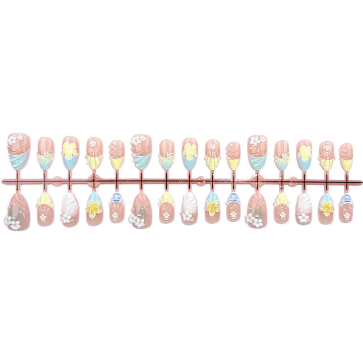 Dekorativer floraler Press-On-Nagelset 1790746066