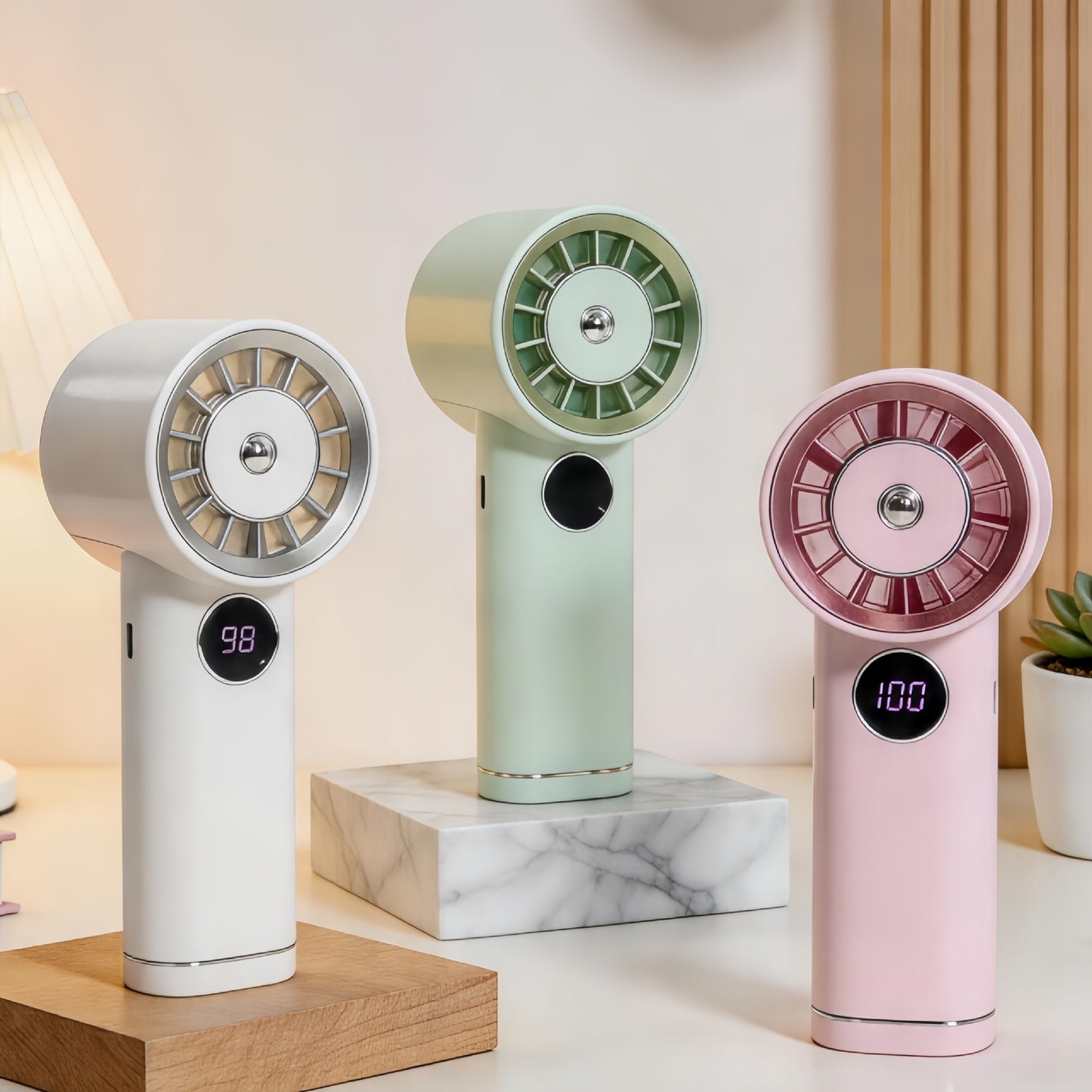 Damen Tragbarer Handventilator mit USB-Ladefunktion und LCD-Display Karnz