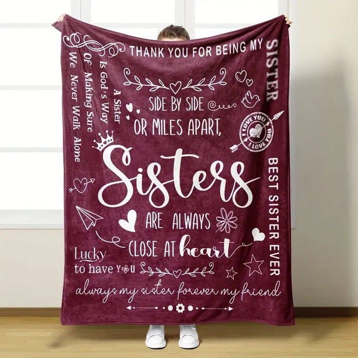 Inspirational Sister-Themed Fleece-Decke