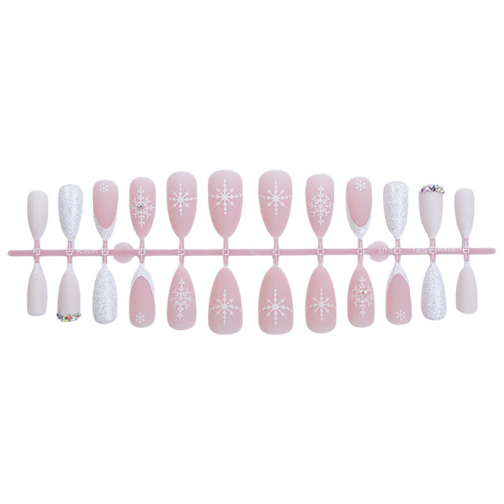 Elegantes Press-On-Nagelset mit Winter-Schneeflocken-Designs Karnz