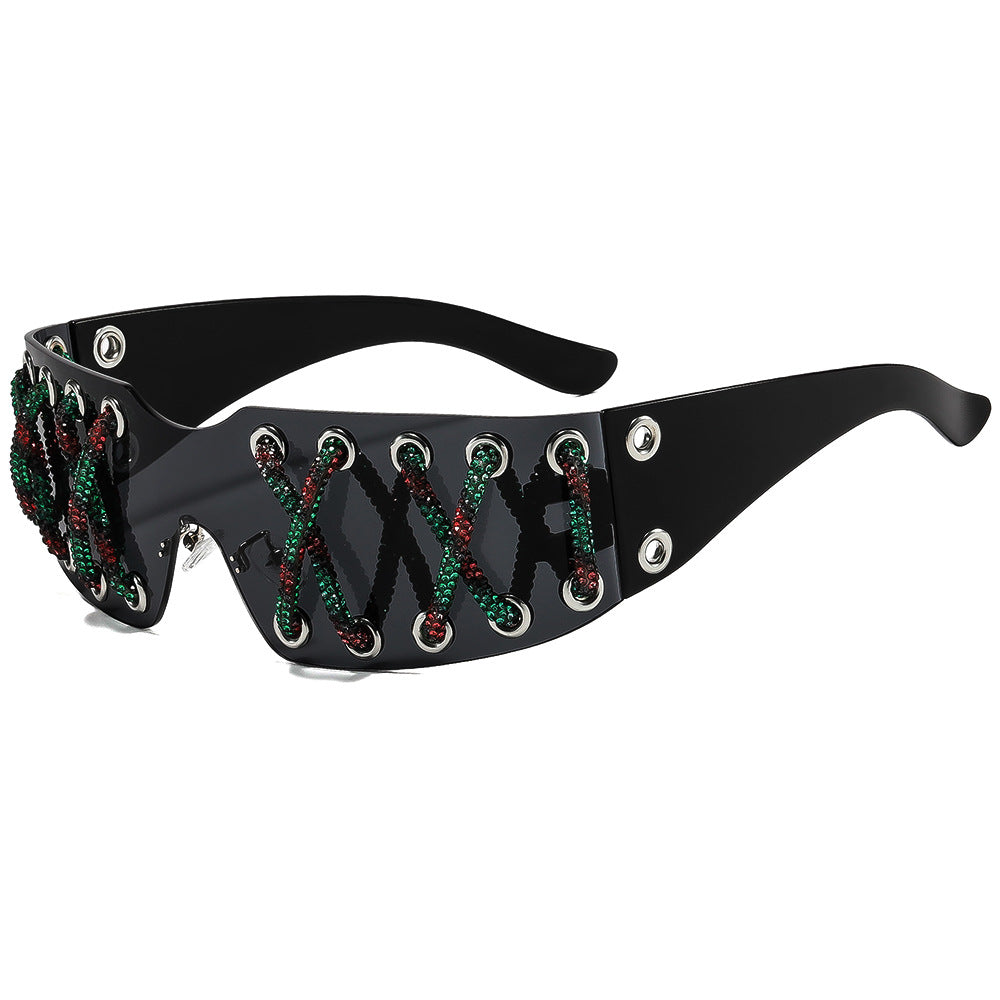 Damen futuristische Design-Sonnenbrille mit einzigartigem Dekor Karnz