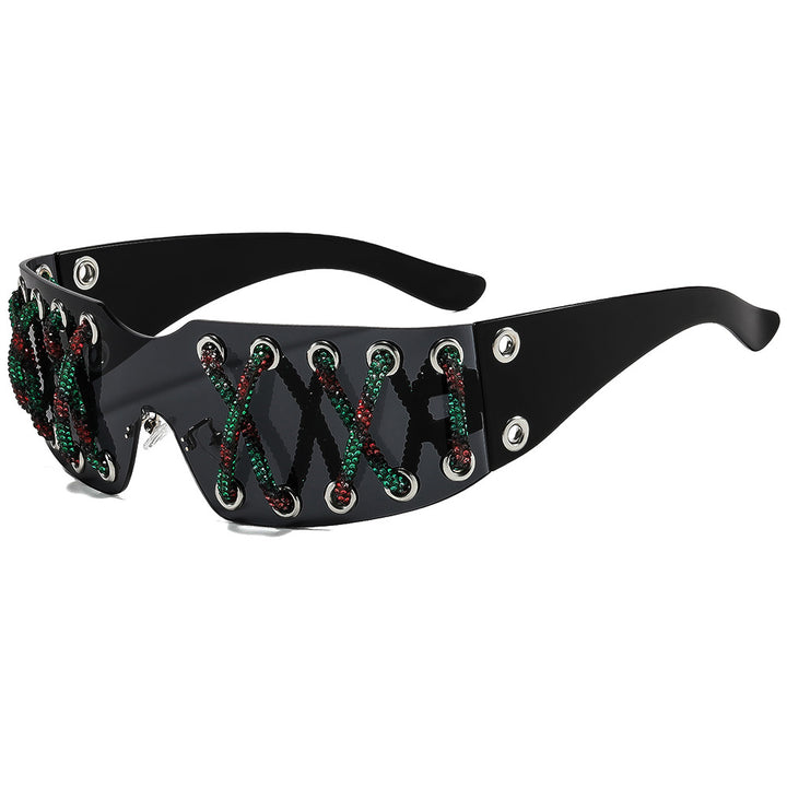 Damen futuristische Design-Sonnenbrille mit einzigartigem Dekor Karnz