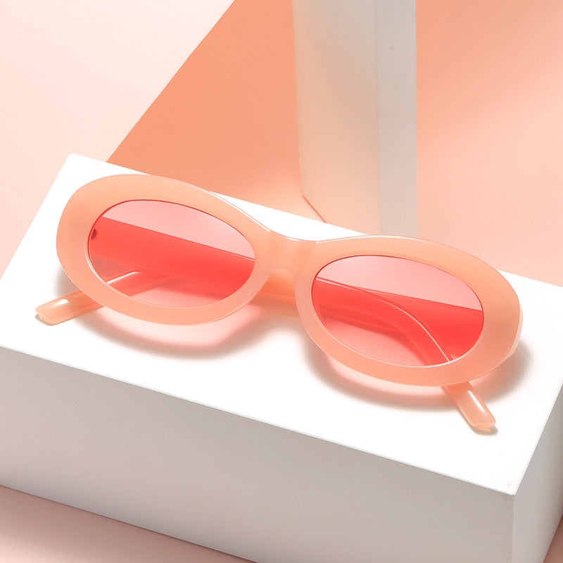 Damen modische ovale Sonnenbrille mit UV-Schutz und innovativem Design Karnz