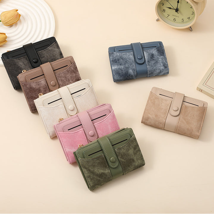Texturiertes Multi-Topf-Snap-Verschluss-Wallet Karnz