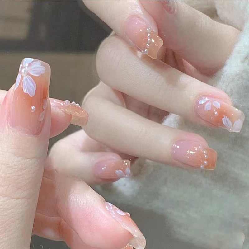 Elegante Blumendruck-Nageltips