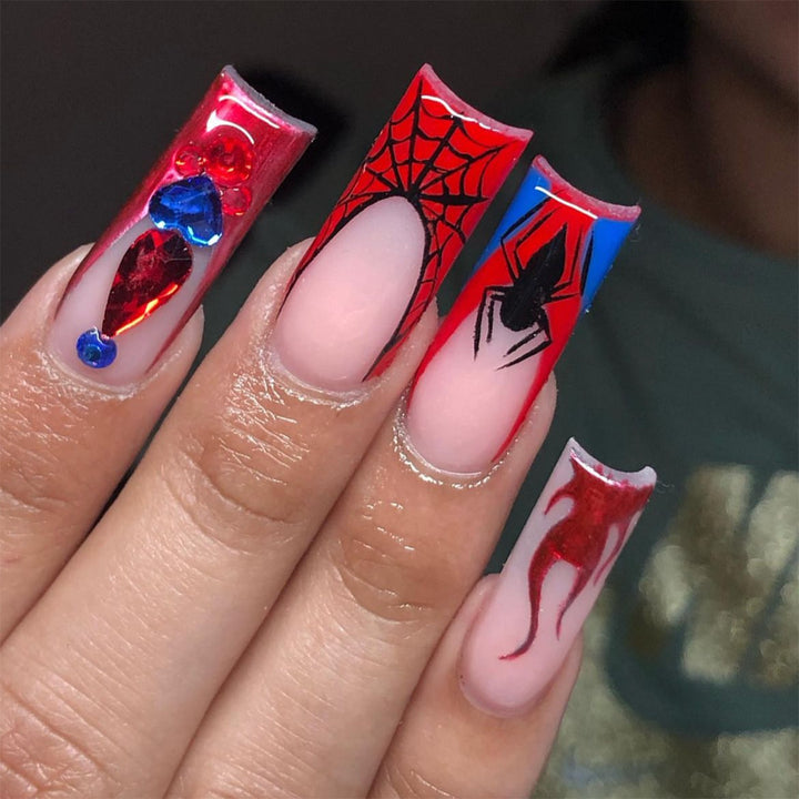 Künstlerisches Press-On-Nägel-Set mit Spider-Man-Thema Karnz