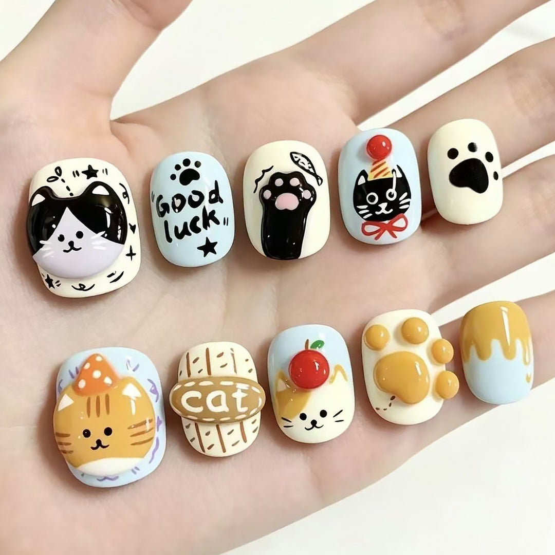 Verspieltes tierisches Press-On Nagelkunstset Karnz
