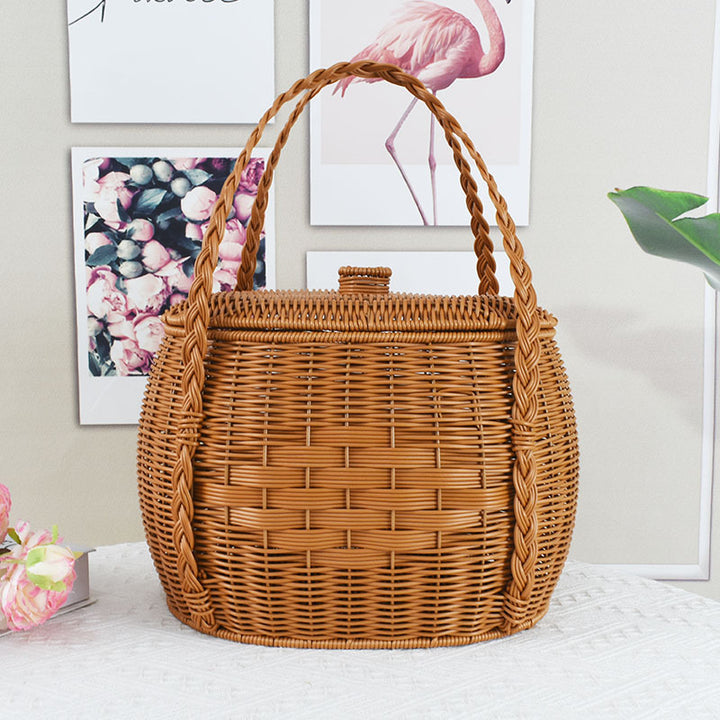 Handgefertigter Rattan Aufbewahrungskorb Karnz