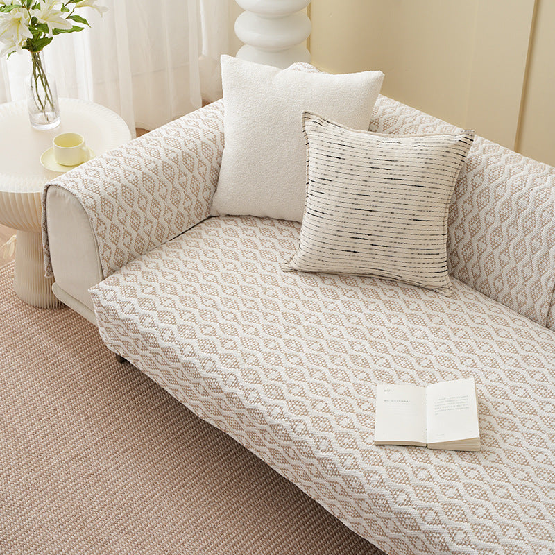 Low‑Profile Lounge‑Sofa mit abnehmbarem Jacquard‑Überzug und abgerundeten Polsterarmlehnen